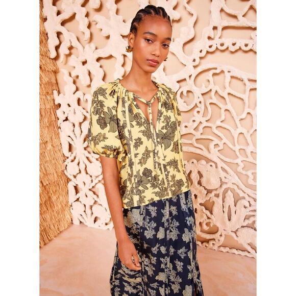 ULLA JOHNSON Marcellana Puff Sleeve Top in Solaris - Picture 7 of 13